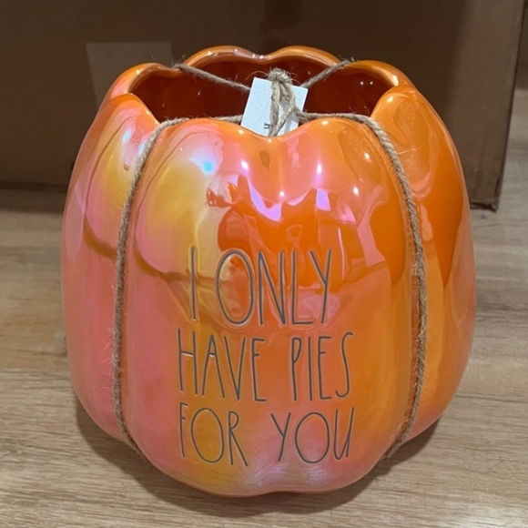 Rae Dunn Iridescent Orange Pumpkin I only have pies for you planter - Picture 4 of 6